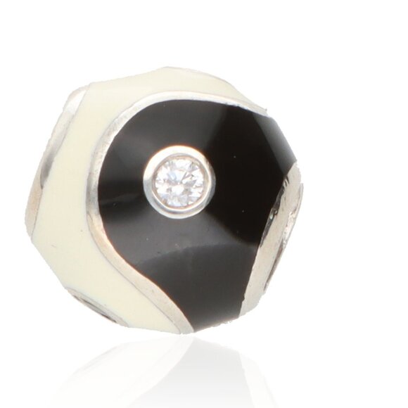 Authentic Pandora Retired 'Yin Yang' STERLING SILVER ENAMEL CRYSTALCharm 925 ALF - Picture 1 of 1